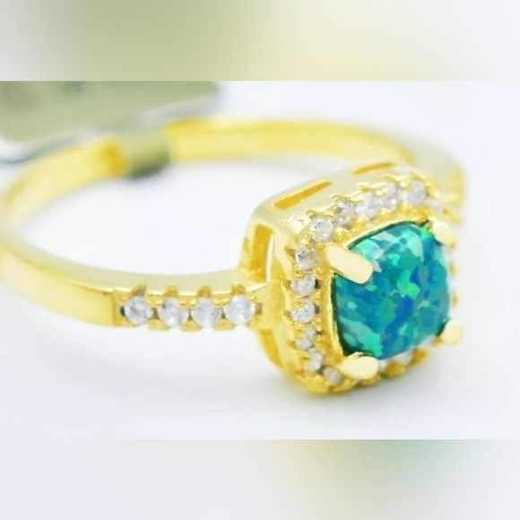 Genuine Opal and White Sapphire ring Nwt! - Picture 2 of 5